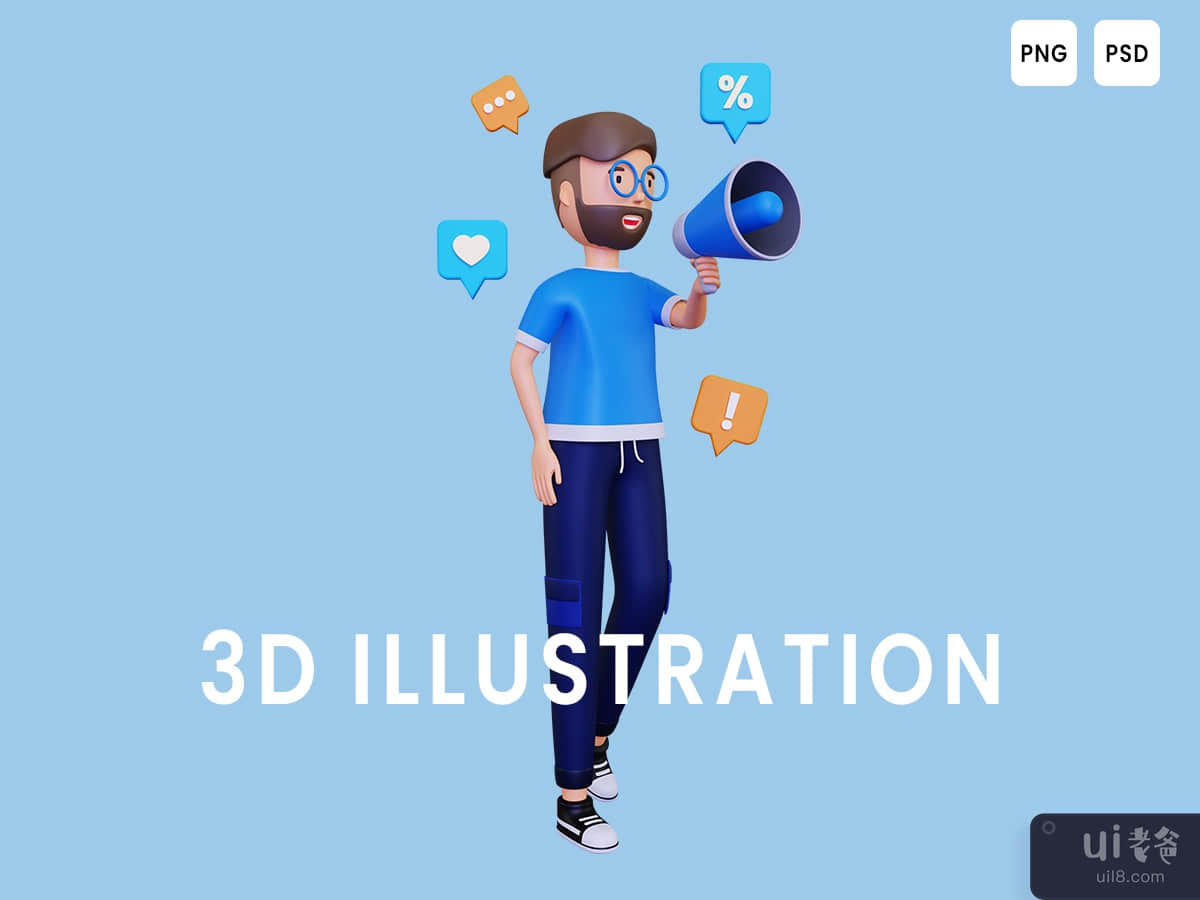 3d Man working on shopping sale marketing