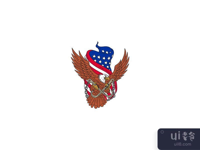 American Eagle Wings USA Flag Drawing