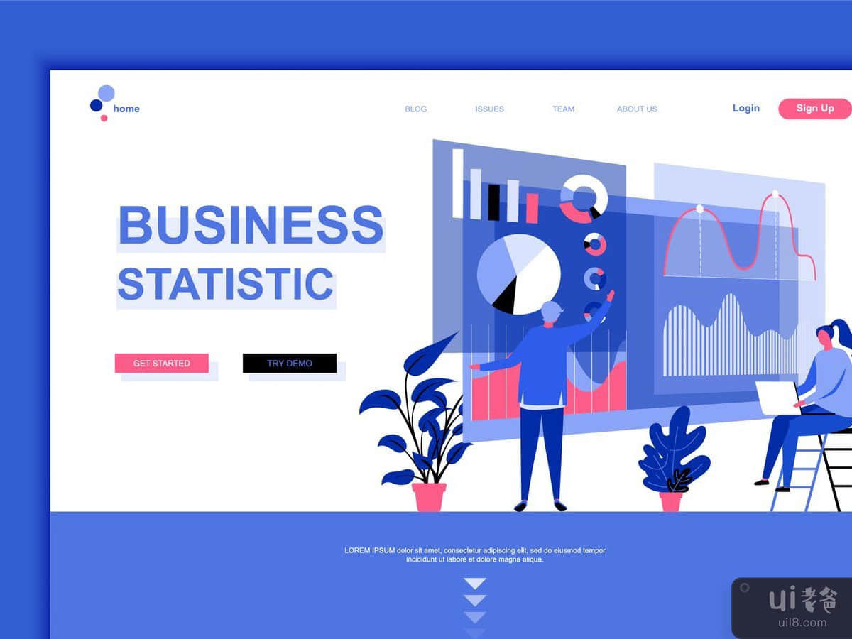 Business Statistic Flat Landing Page Template