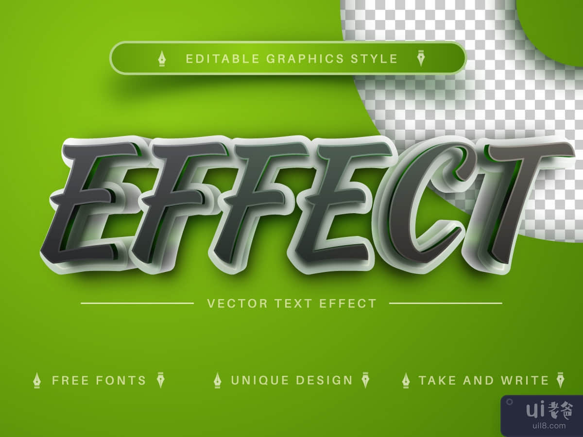 3D Green - Editable Text Effect, Font Style