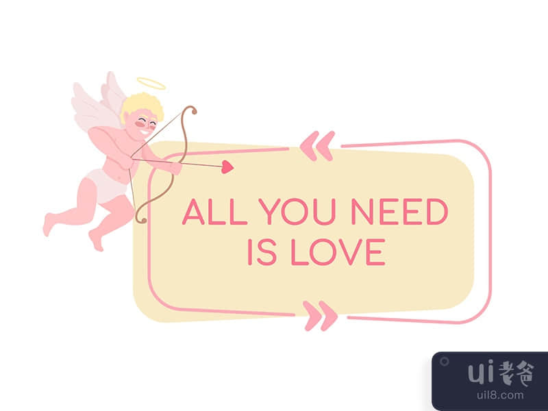 All you need is love vector quote box with flat character