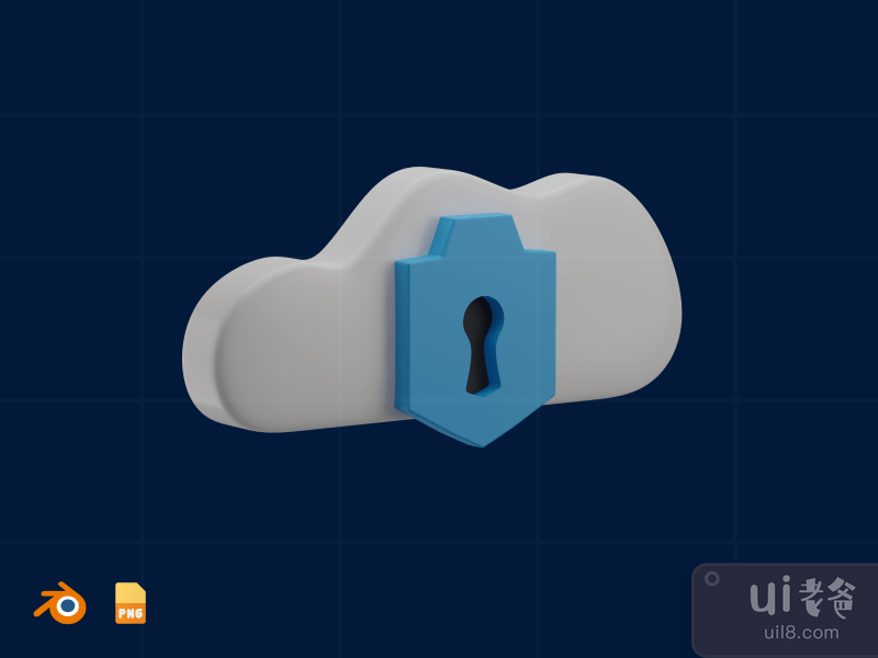 Cloud Security - 3D Cyber Security Illustration