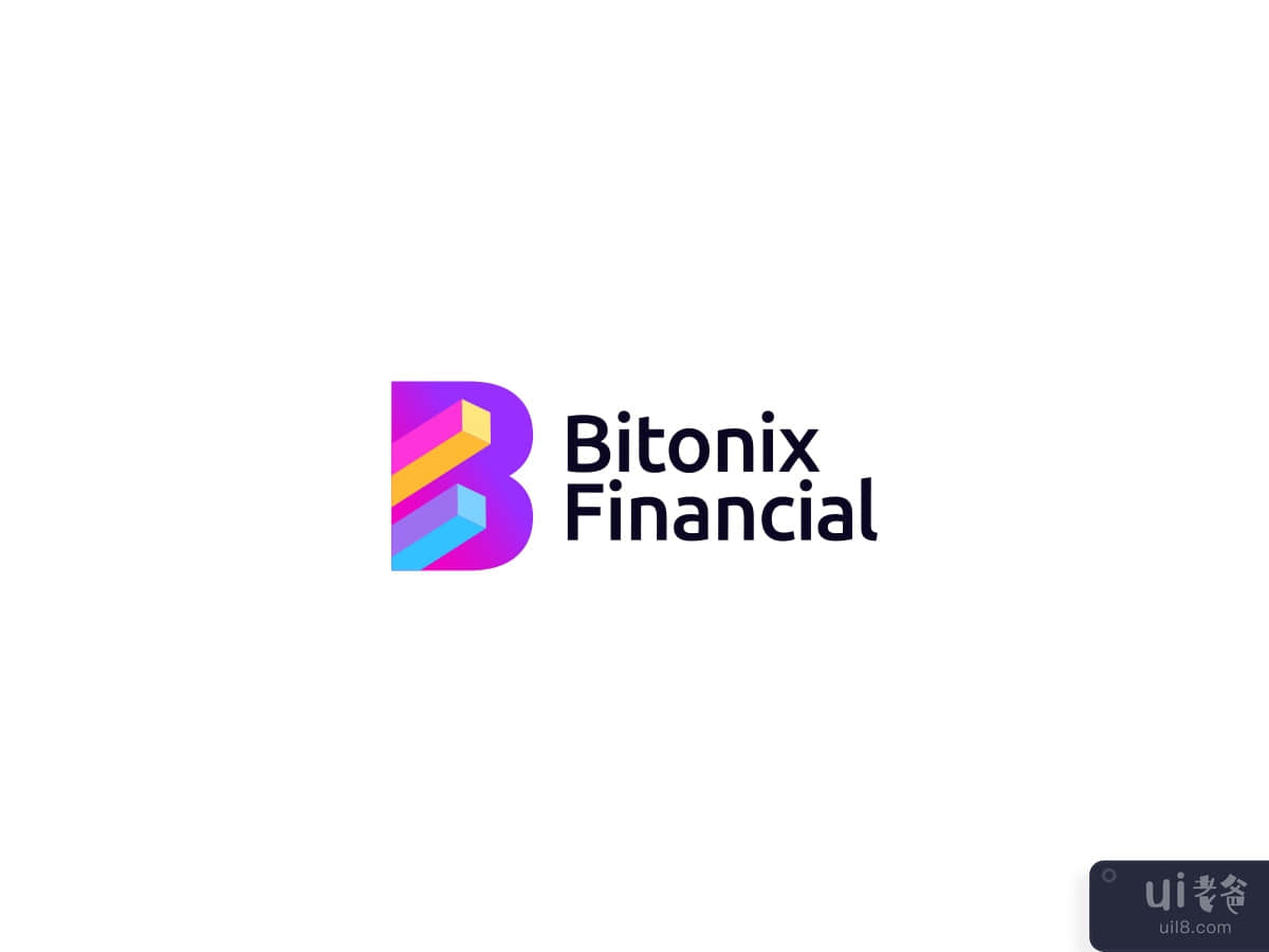 Bitonix 金融标志设计：字母 B + 字母 F + 条形图(Bitonix Financial Logo Design: Letter B + Letter F + Bar Graphs)插图3