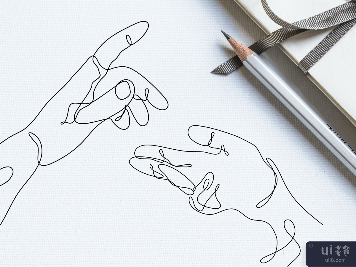 抽象人手单线画艺术奇异美学简单(Abstract Human Hand One line drawing art singulart aesthetic simple)插图6