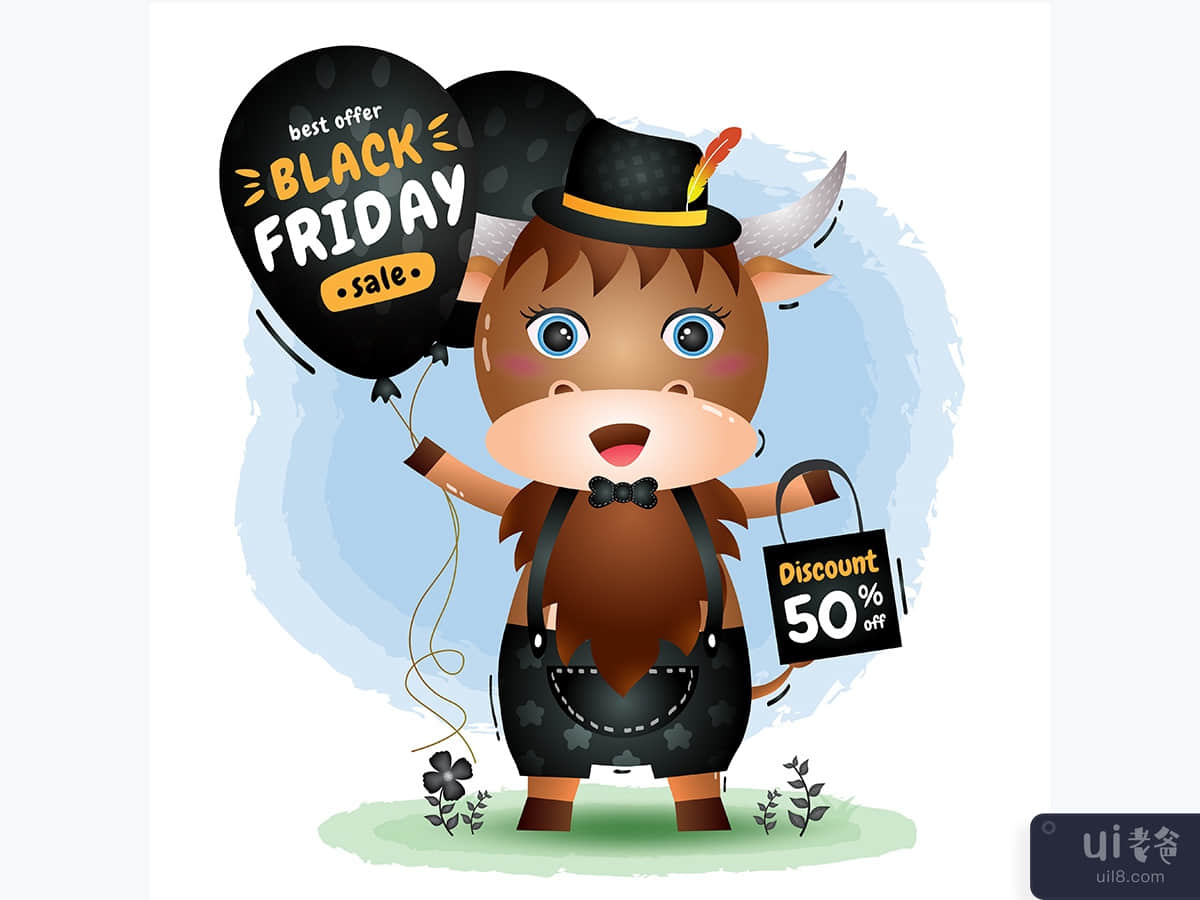 Black friday sale with a cute buffalo hold balloon promotion