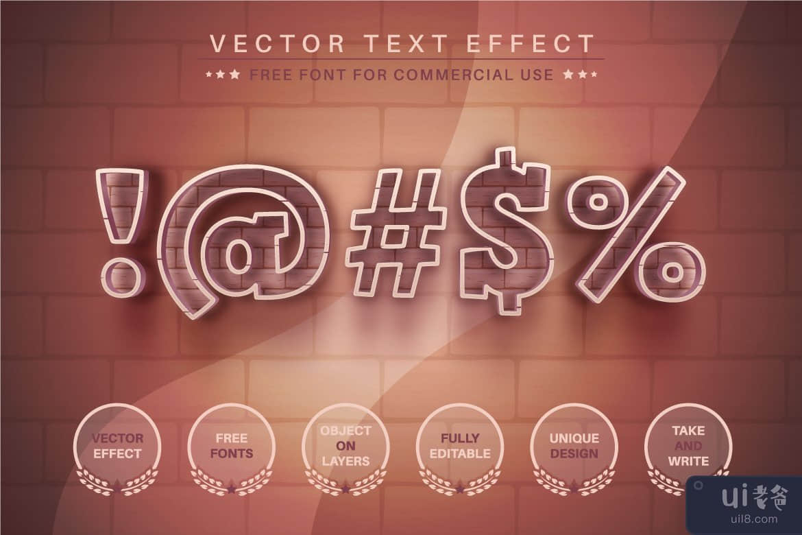 Brick Stone - 可编辑的文字效果，字体样式(Brick Stone - Editable Text Effect, Font Style)插图5