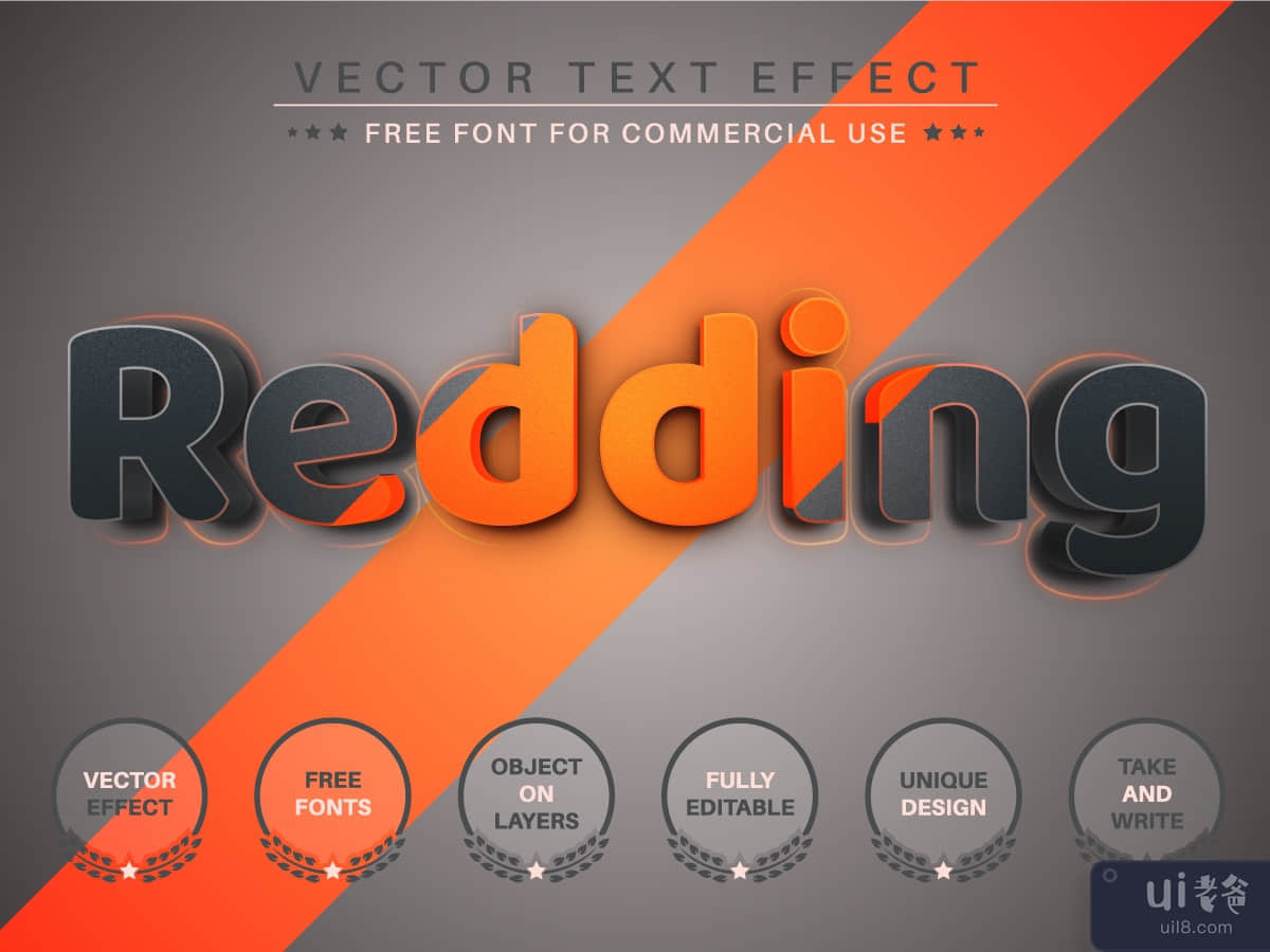 3D Redding - Editable Text Effect, Font Style