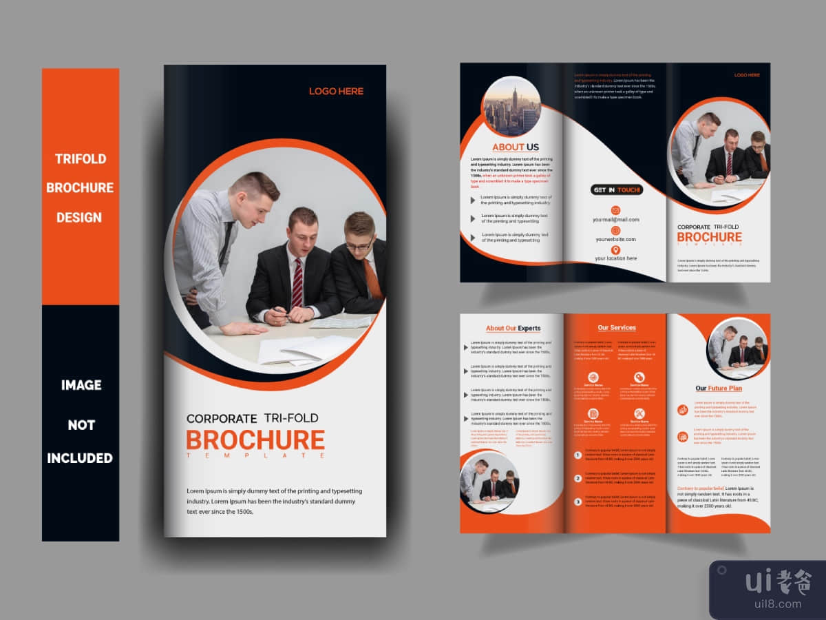 Business Trifold Brochure template design and Modern creative gradient shapes