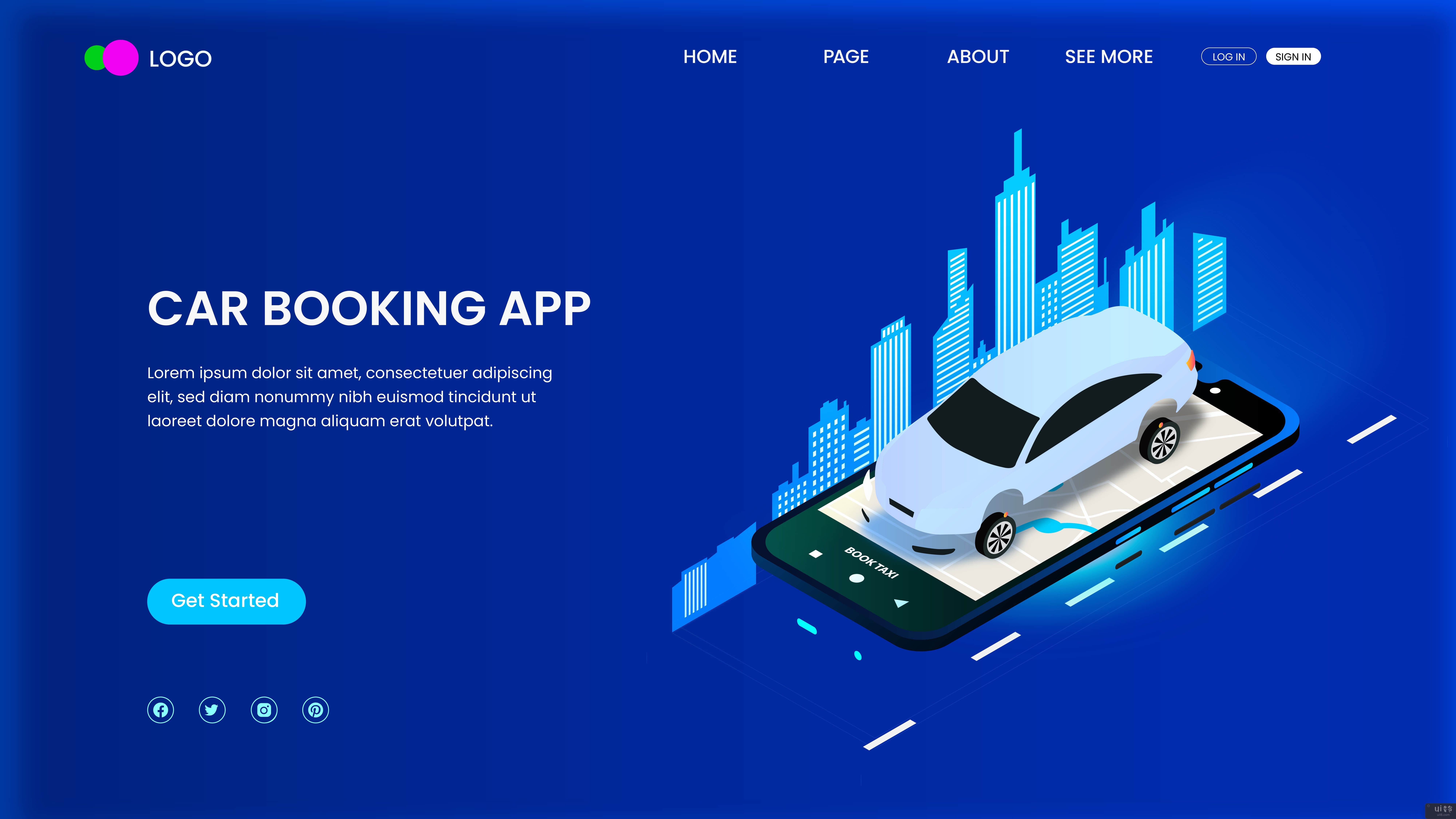订车应用登陆页面(Car Booking App Landing Page)插图2