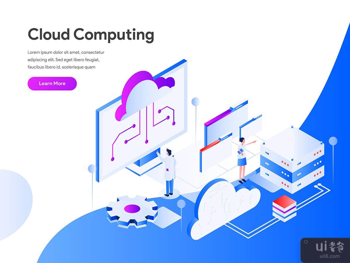 Cloud Computing Isometric Illustration Concept