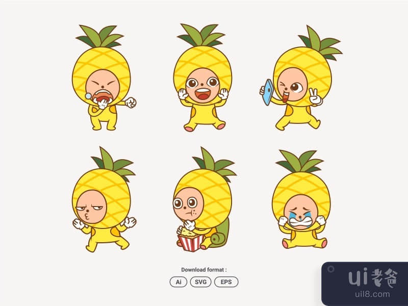 Cute Character wearing pineapple costume mascot