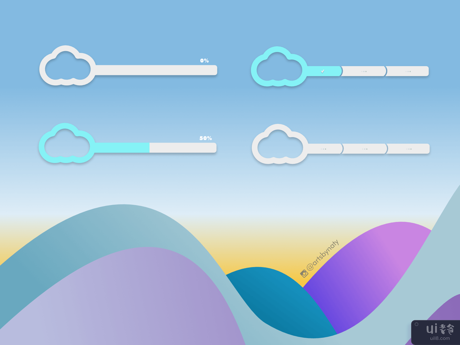 Cloud Elements Kit - 20 个干净的浮云设计。(Cloud Elements Kit - 20 Clean floating clouds design.)插图6