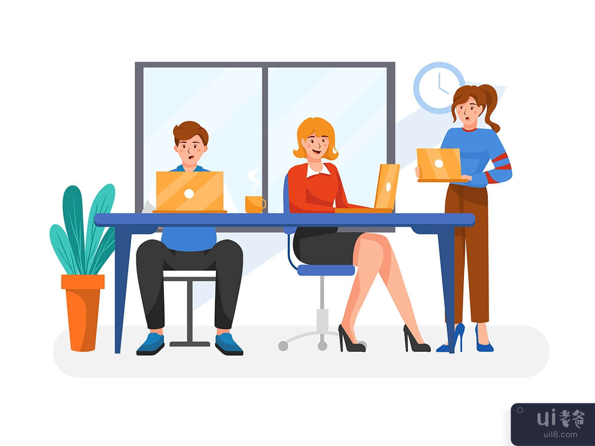 Business people working in office Vector Illustration concept