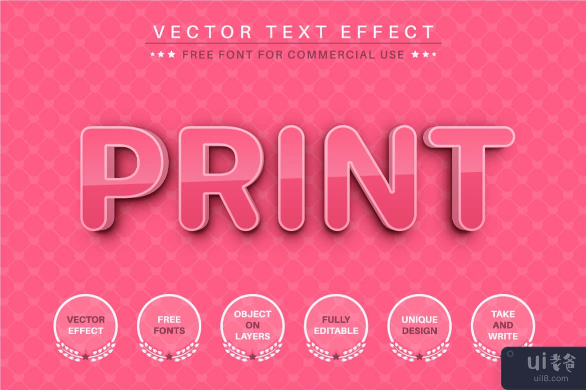 3D 粉色 - 可编辑文本效果，字体样式(3D Pink - Editable Text Effect, Font Style)插图4