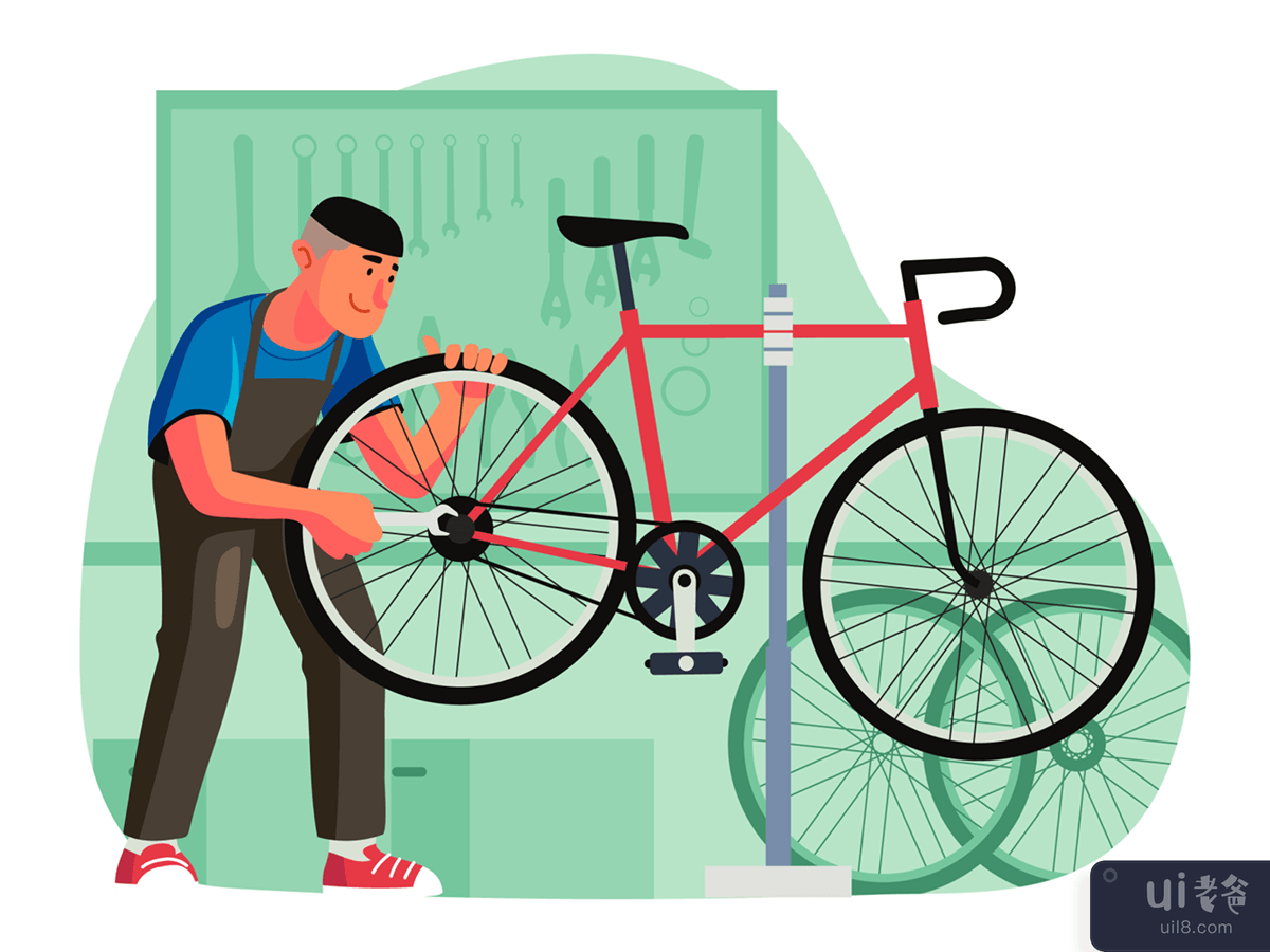 Bicycle Mechanic Illustration