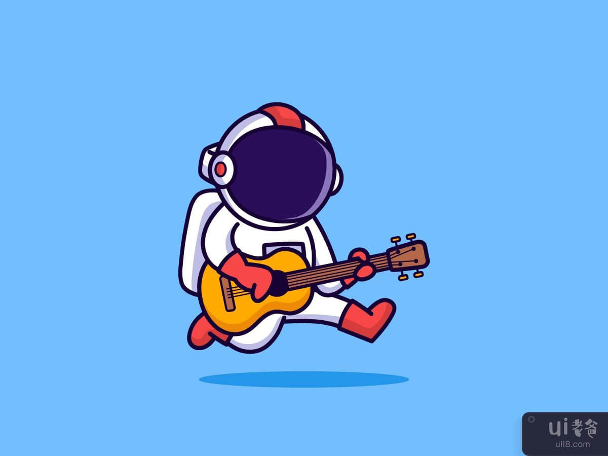 Cute Astronaut Playing Guitar