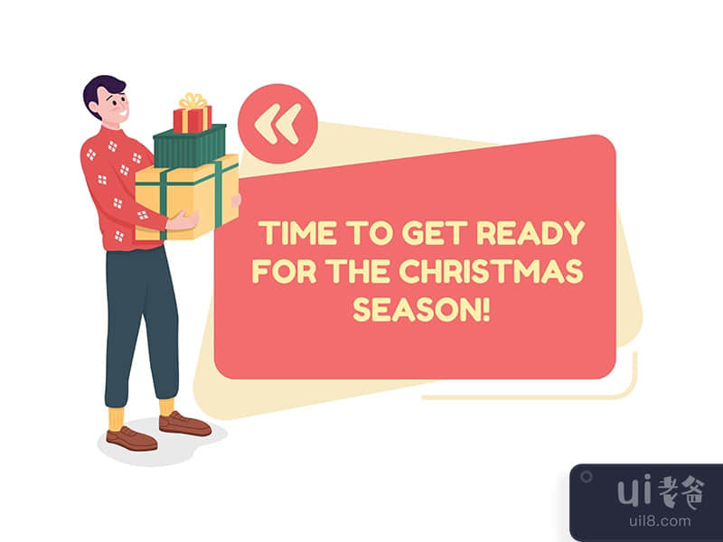 Christmas season preparation vector quote box with flat character