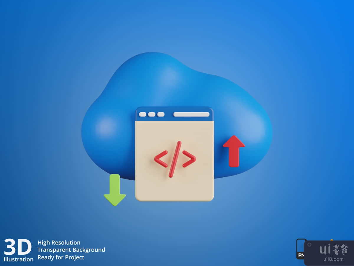 Cloud Service - Web Design 3D Illustration