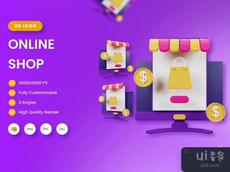 3D Online Shop illustration