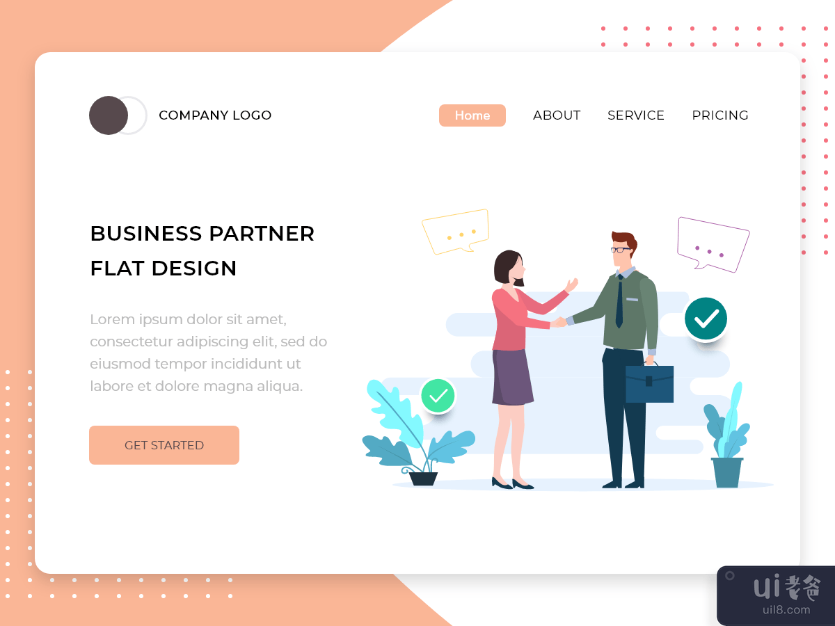 Business Partner flat design concept for Landing page