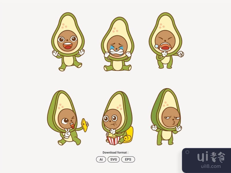 Cute Character wearing avocado costume mascot