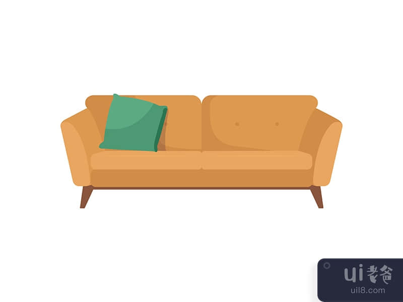 Contemporary couch flat color vector object