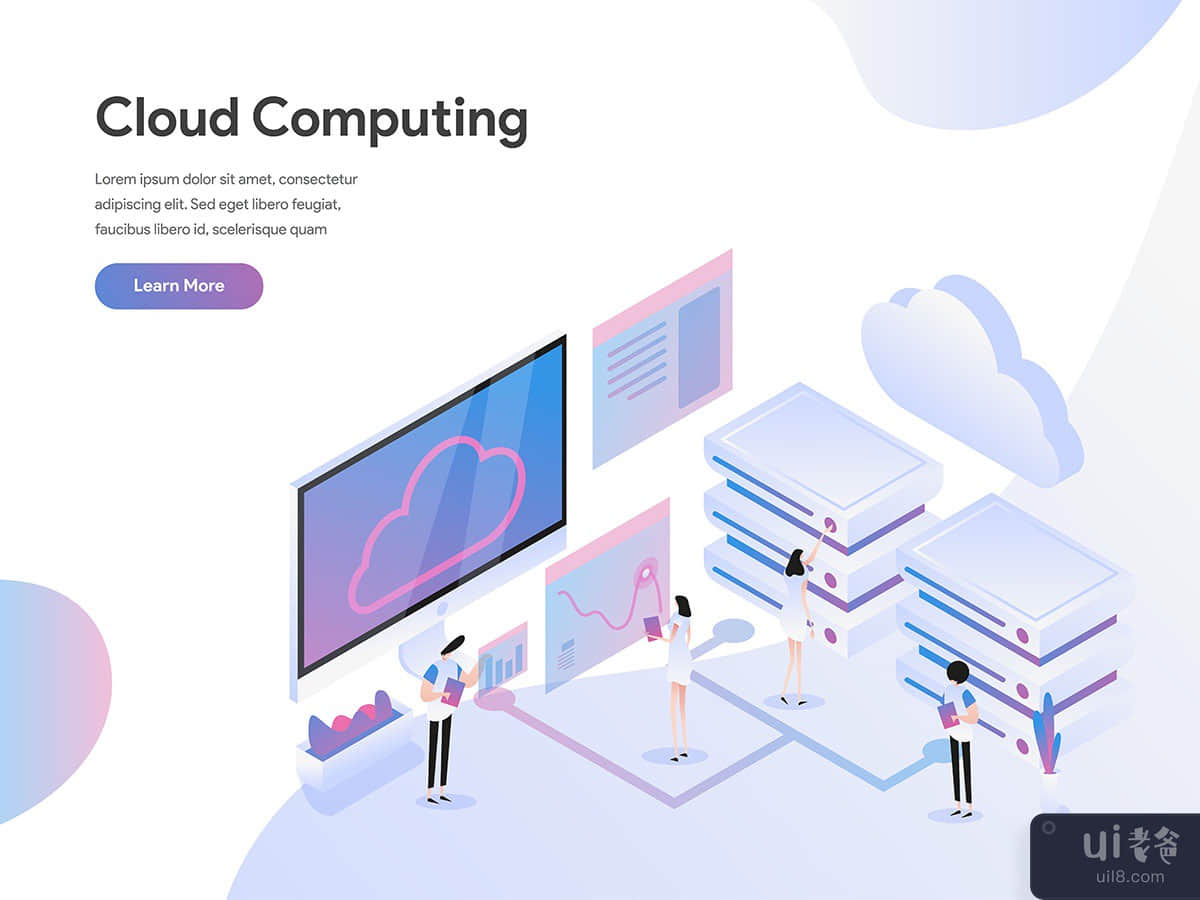 Cloud Computing Isometric Illustration Concept