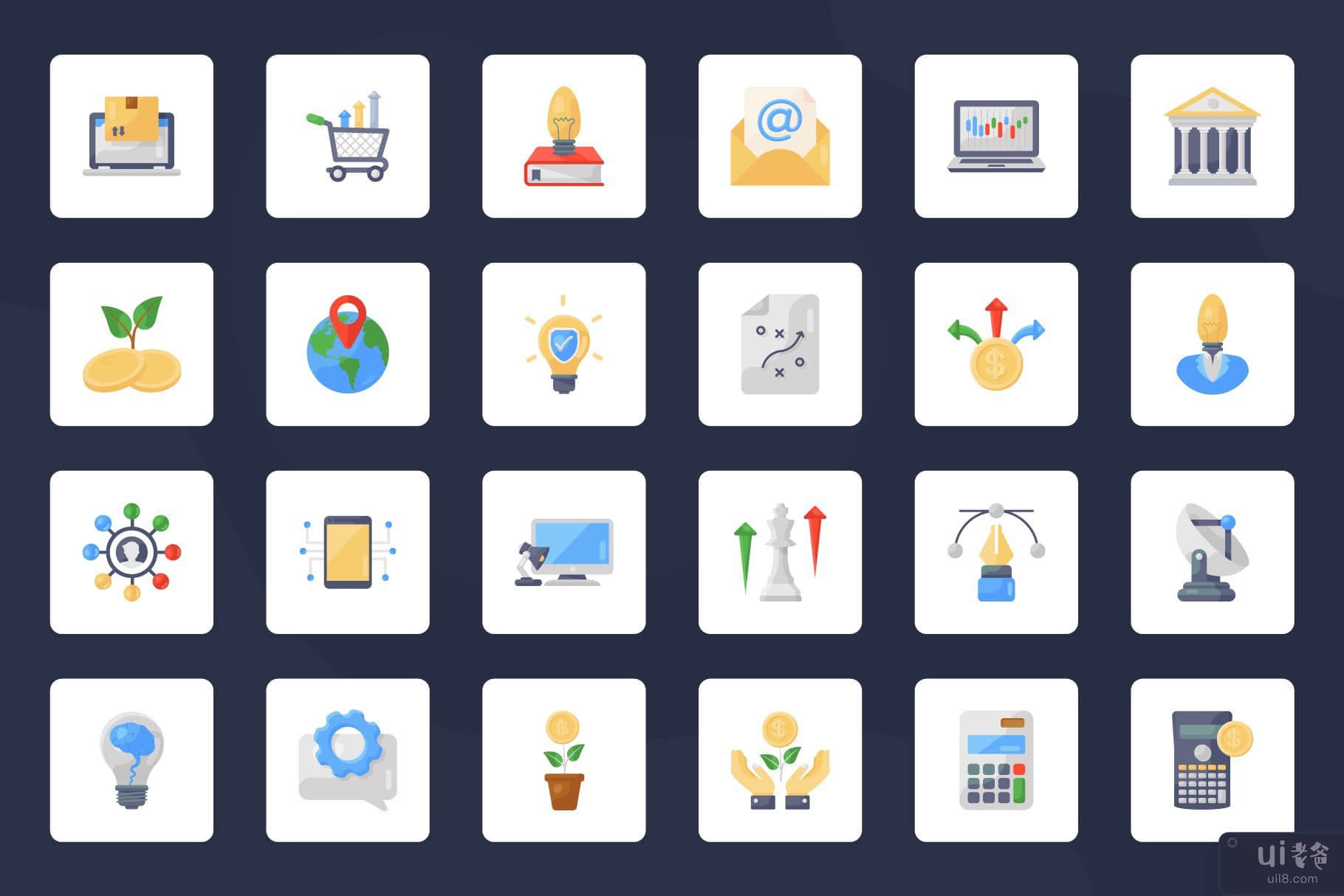 业务和管理平面图标(Business and Management Flat Icons)插图4