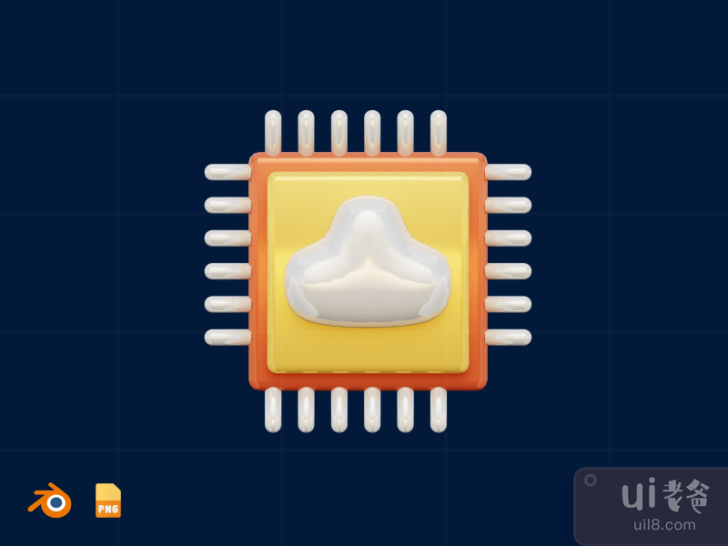 Cloud Computing - 3D Design Process Illustration (front)