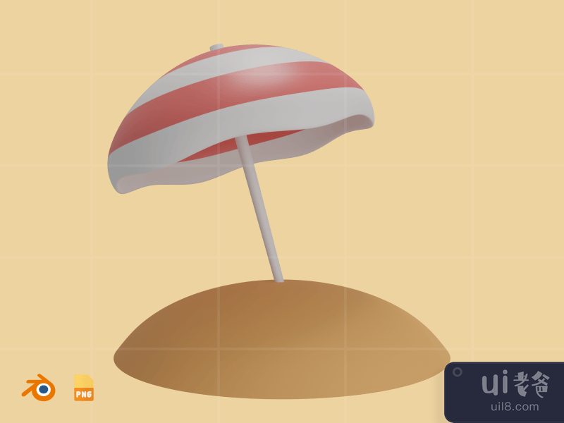 Beach Umbrella - 3D Travel & Holiday Illustration Pack (front)
