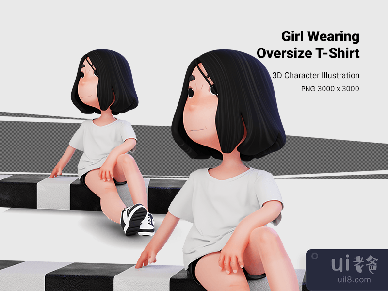 3D girl with tshirt