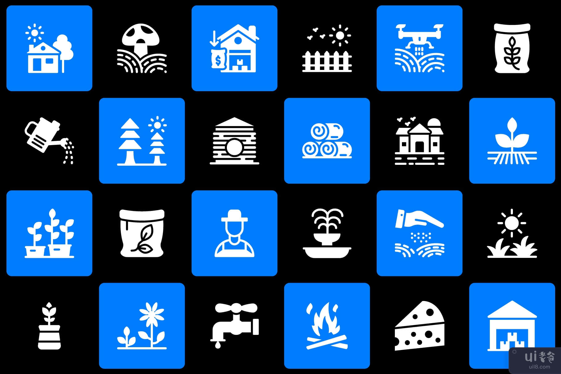 129 个农业字形图标(129 Agriculture Glyph Icons)插图4