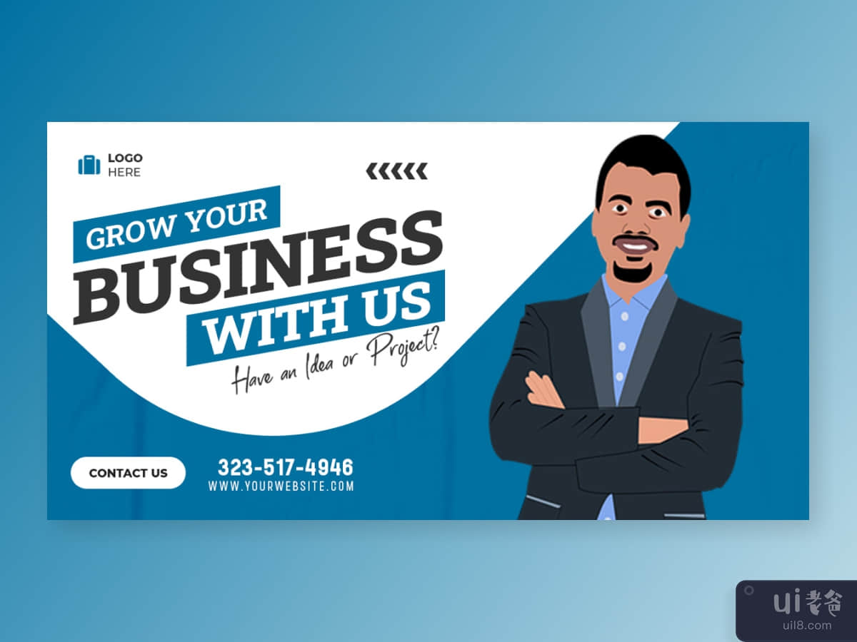 Business With Us Social Media Post Card Template Design