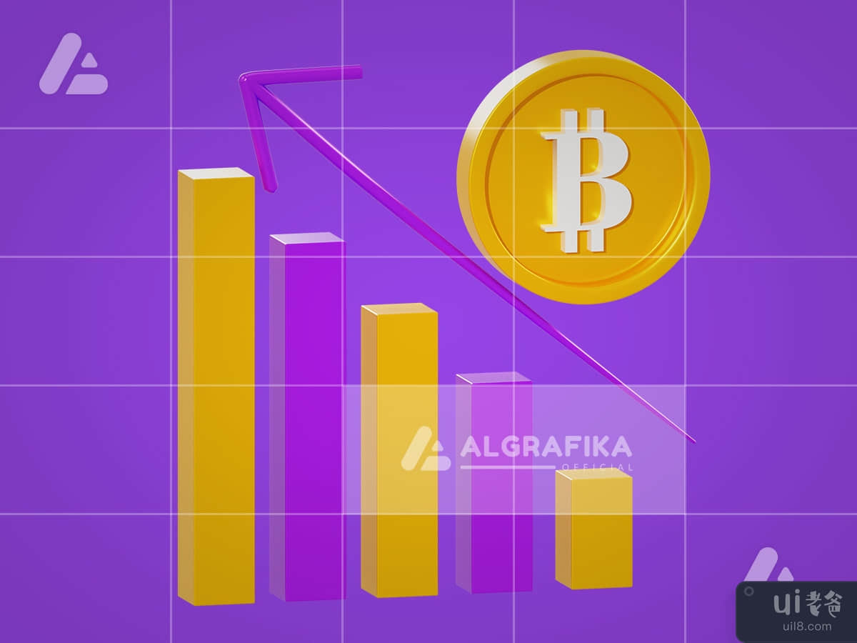 3d illustration bitcoin statistic