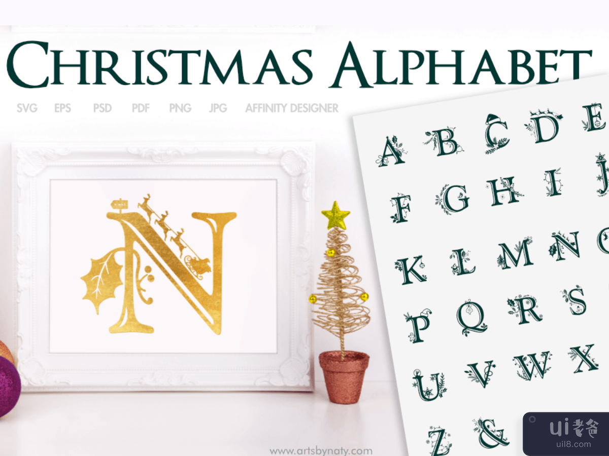 Christmas Alphabet SVG for crafts and sublimation.