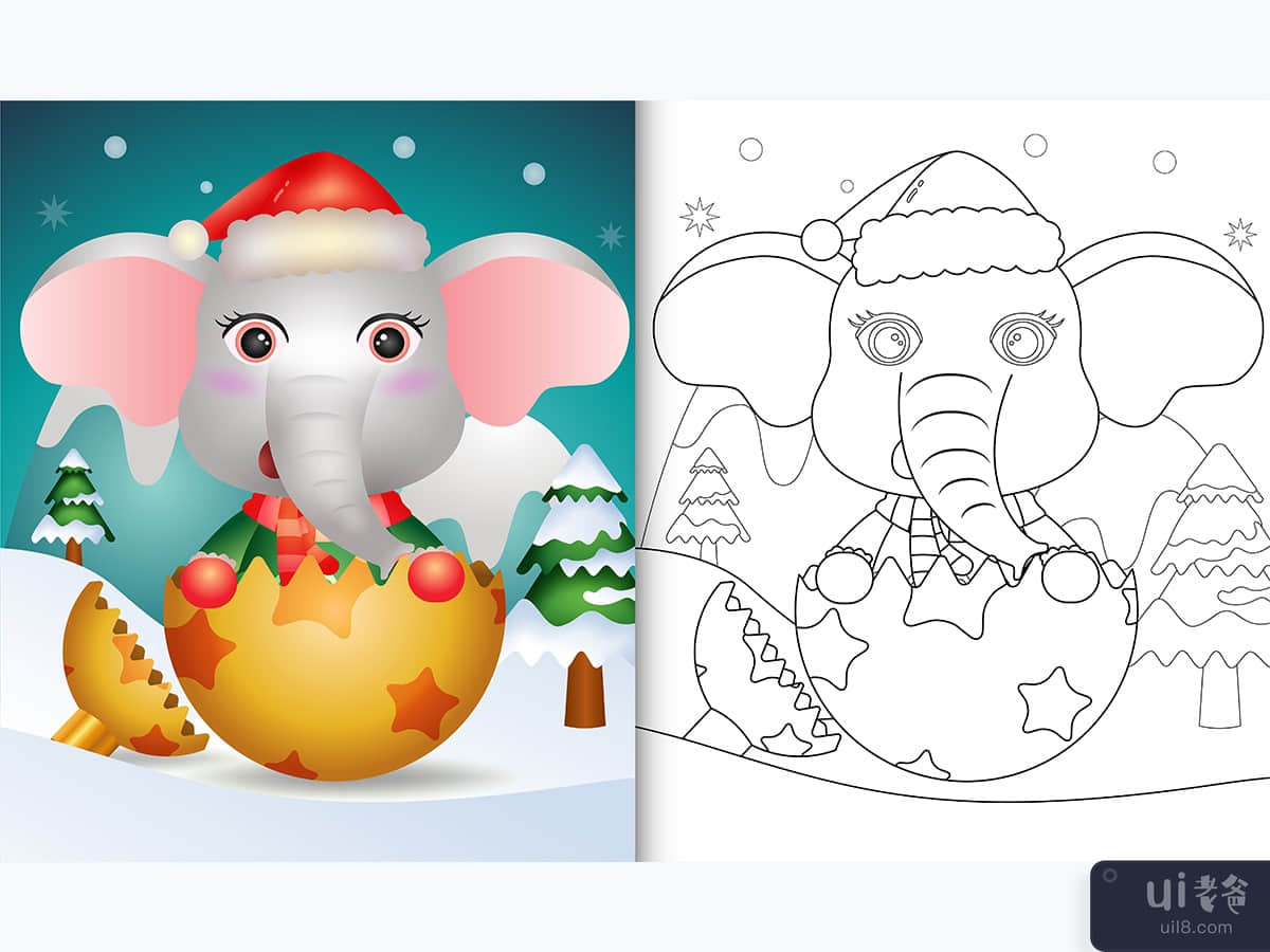 coloring book for kids with a cute elephant