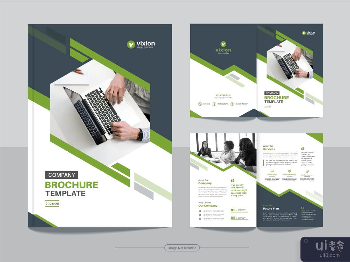 以 A4 格式清洁企业双折业务宣传册设计模板。(Clean corporate bi fold business brochure design template in A4 format.)插图2