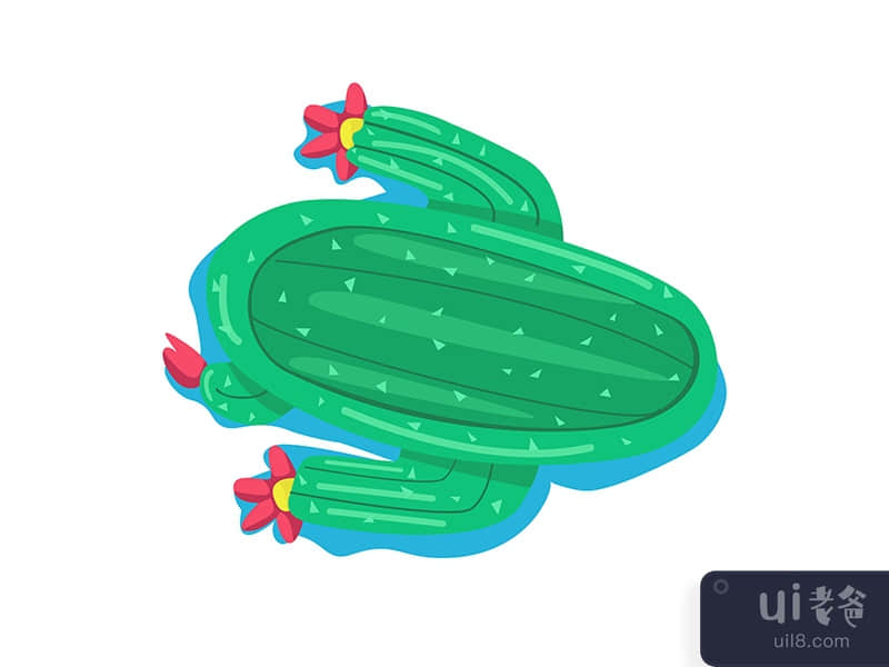 Cactus shaped air mattress semi flat color vector object