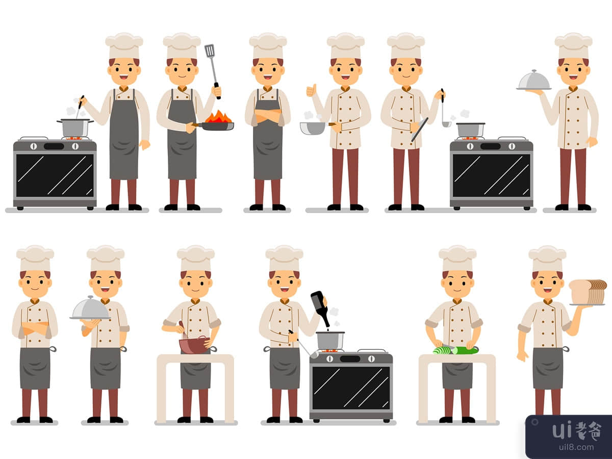 Chef Profession Characters Set