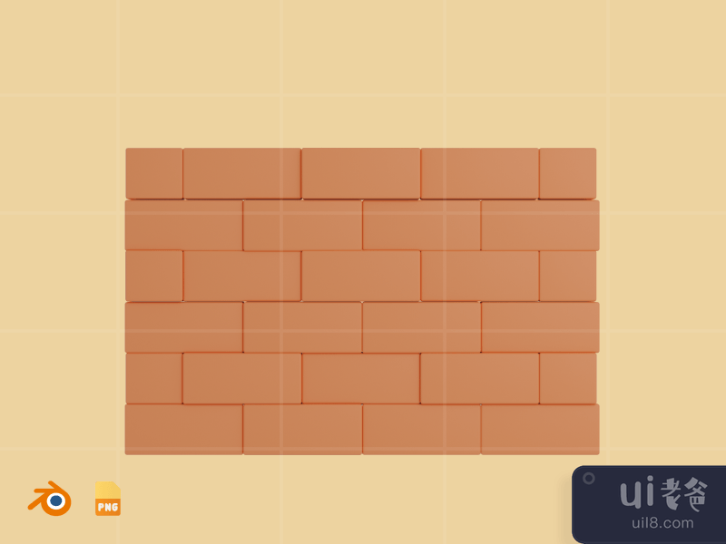 Brick Wall - 3D Construction Illustration (front)