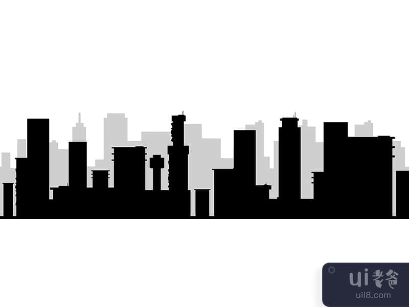 Cityscape black silhouette seamless border