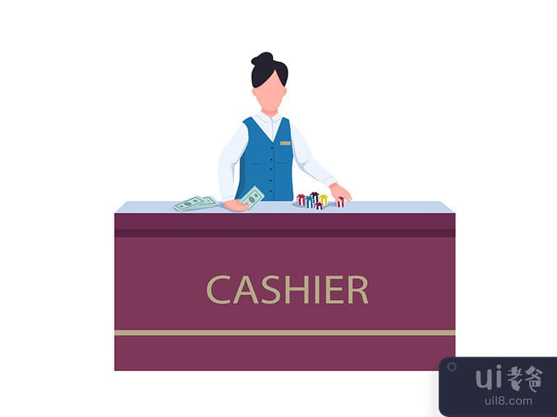 Cashier flat color vector faceless character