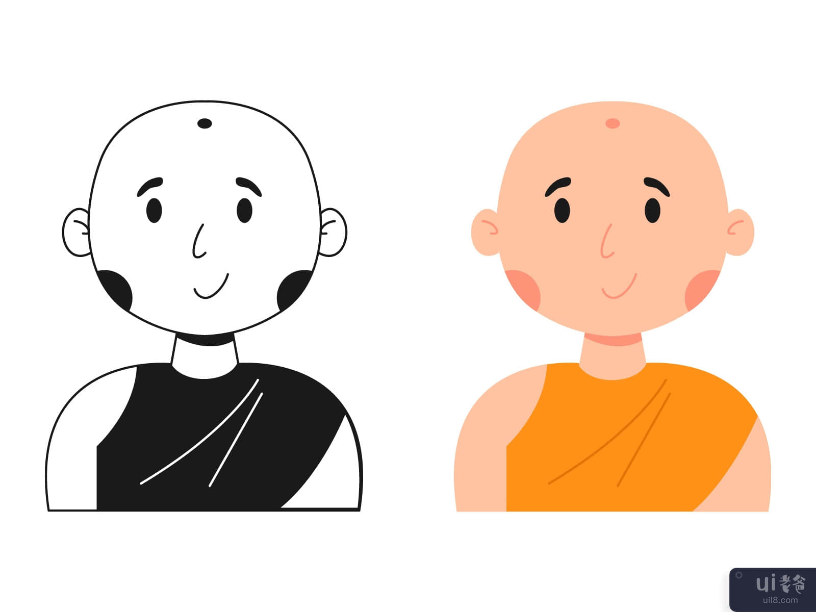 Buddhist Boy Avatar Illustration