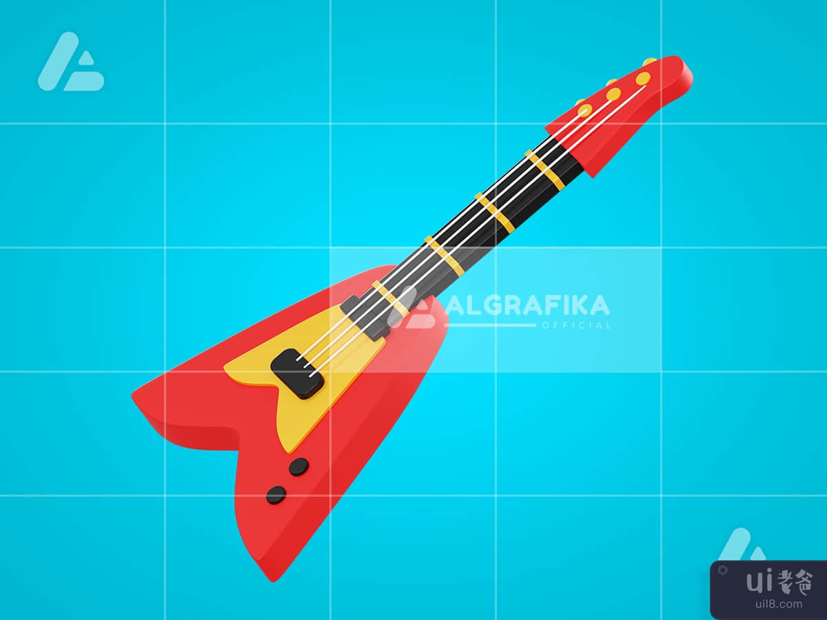 3d illustration electronic guitar object