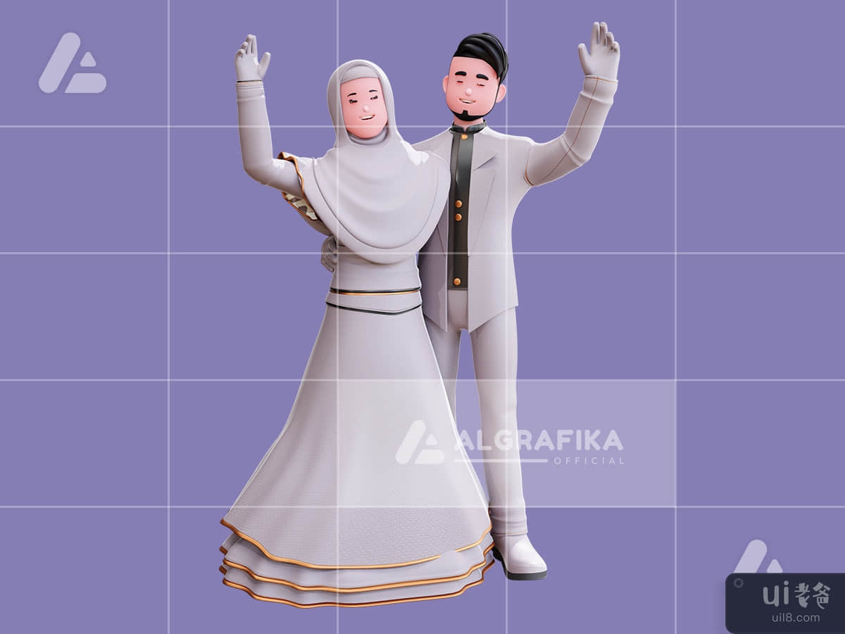 3d wedding couple character illustration