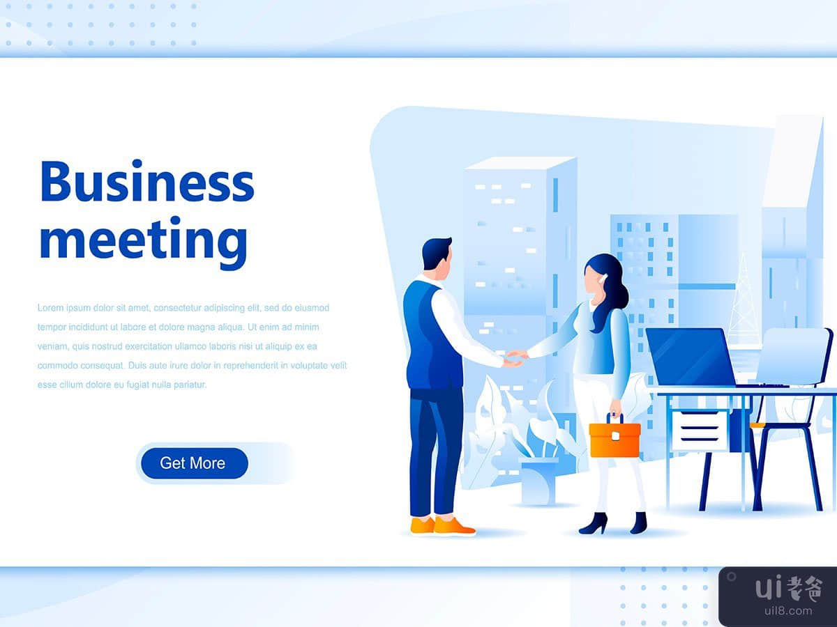 Business Meeting Flat Landing Page Header