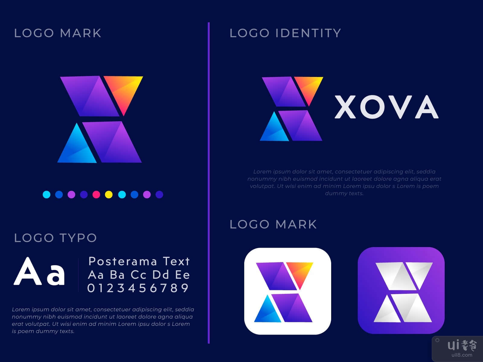 Abstract X Latter Logo designs For App Xova 