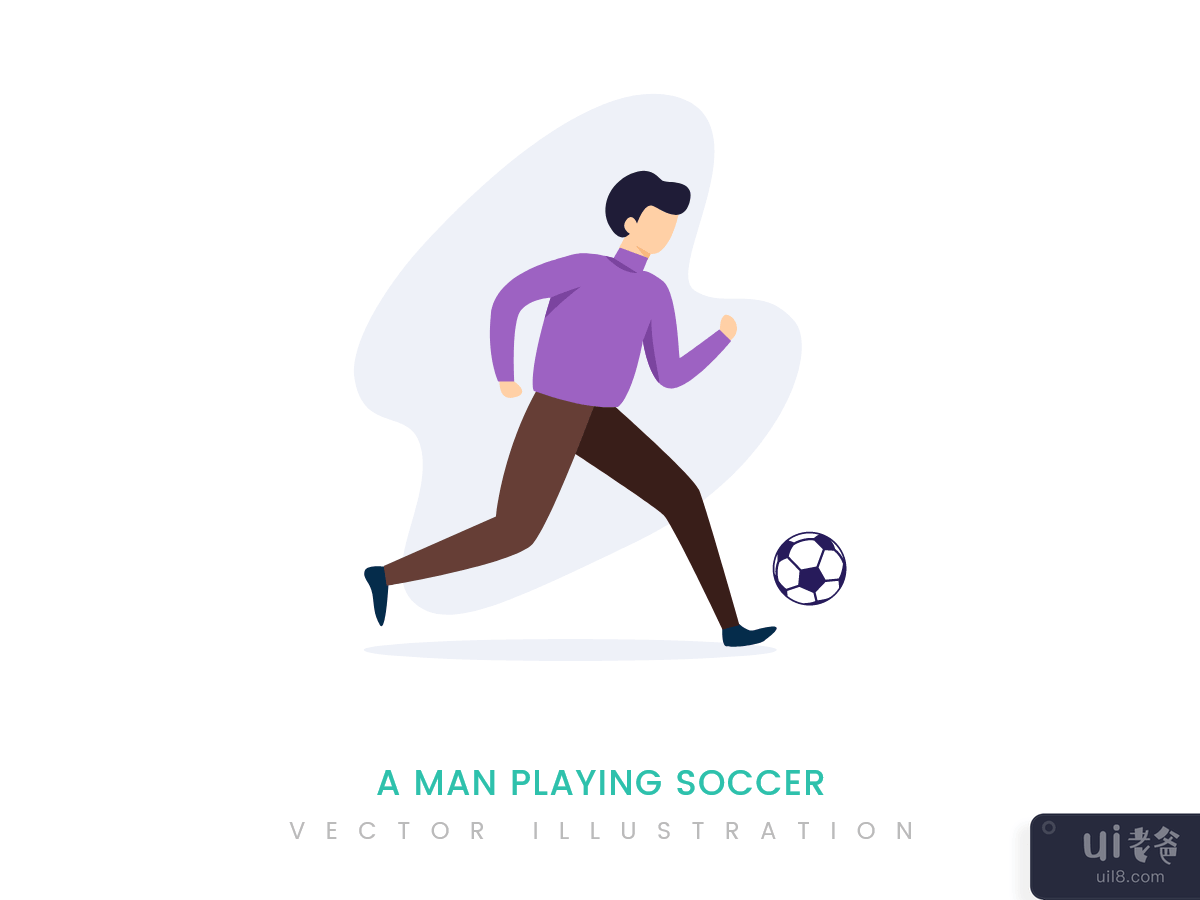 一个人踢足球矢量图(A man playing soccer vector illustration)插图2