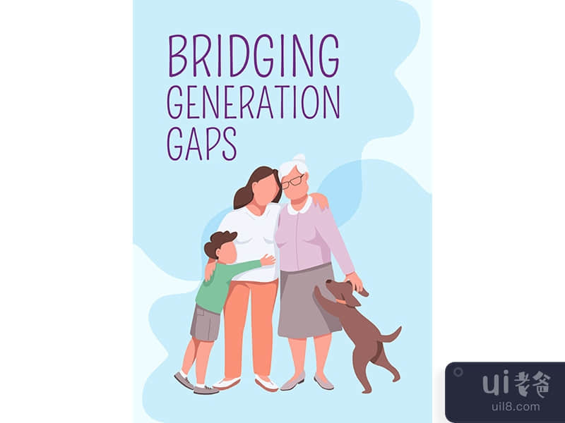 Bridging generation gaps poster flat vector template