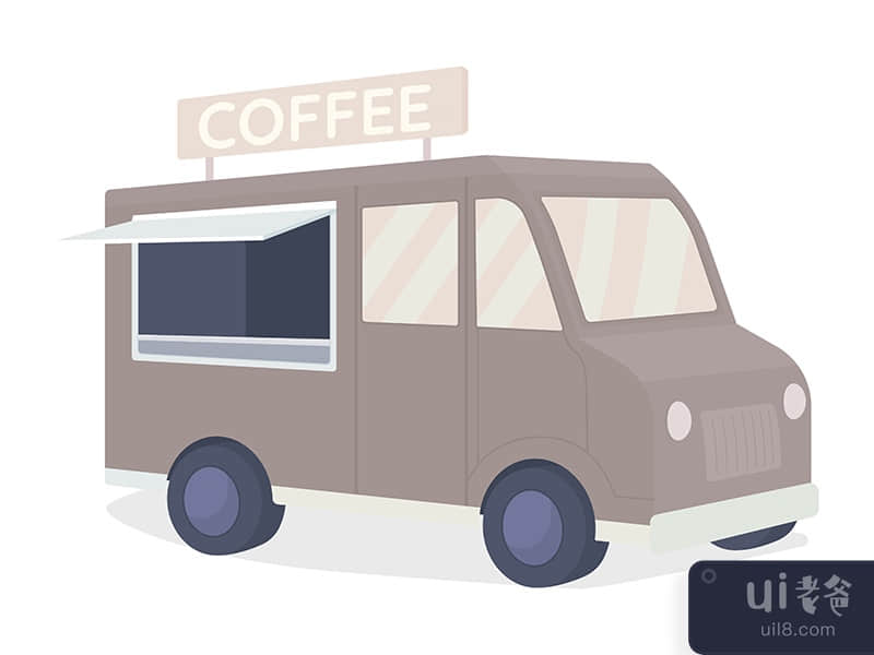 Coffee truck semi flat color vector object
